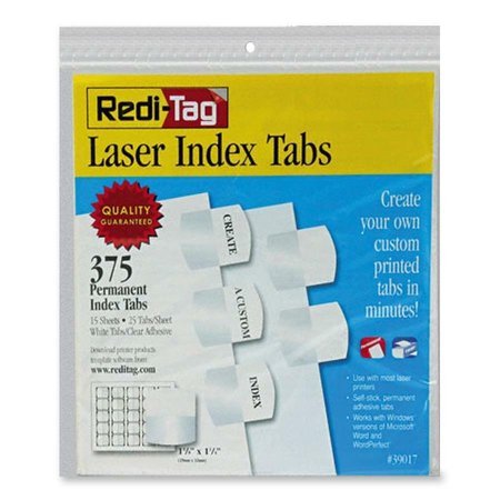 REDI-TAG Index, Tab, Laser, We, 375Ct Pk RTG39017